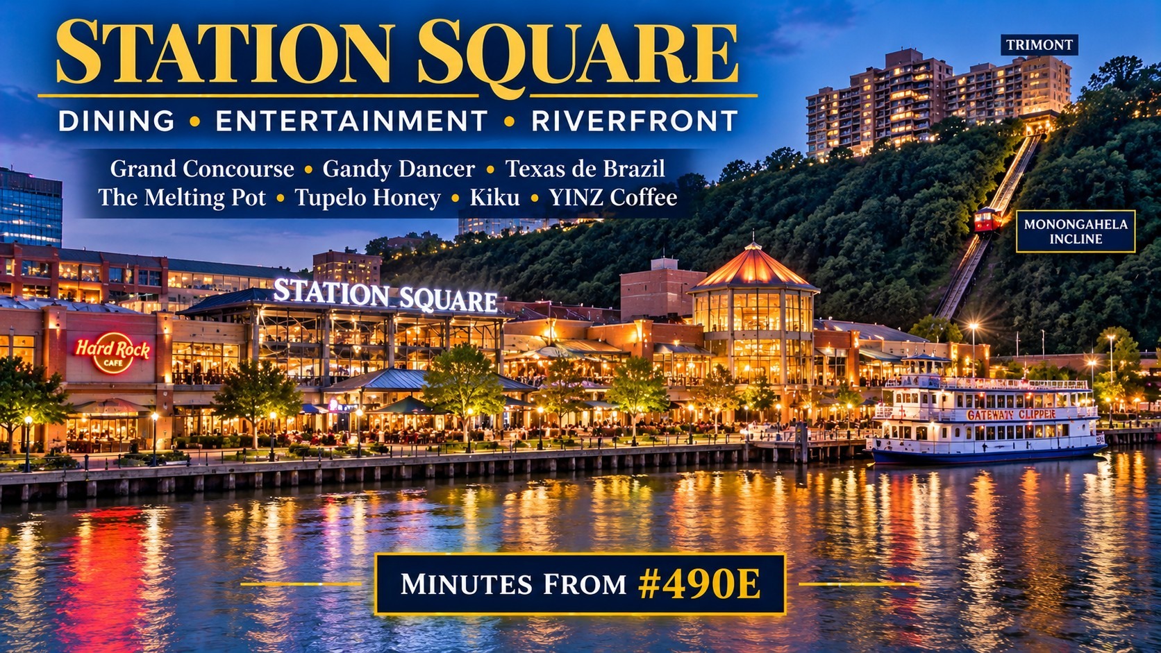 Station Square · dining and riverfront entertainment