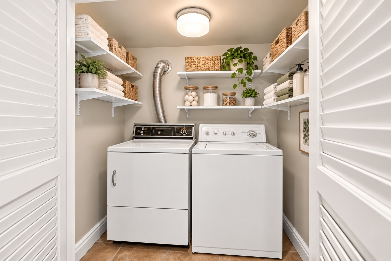 Equipped in-unit laundry · 7′ × 4′