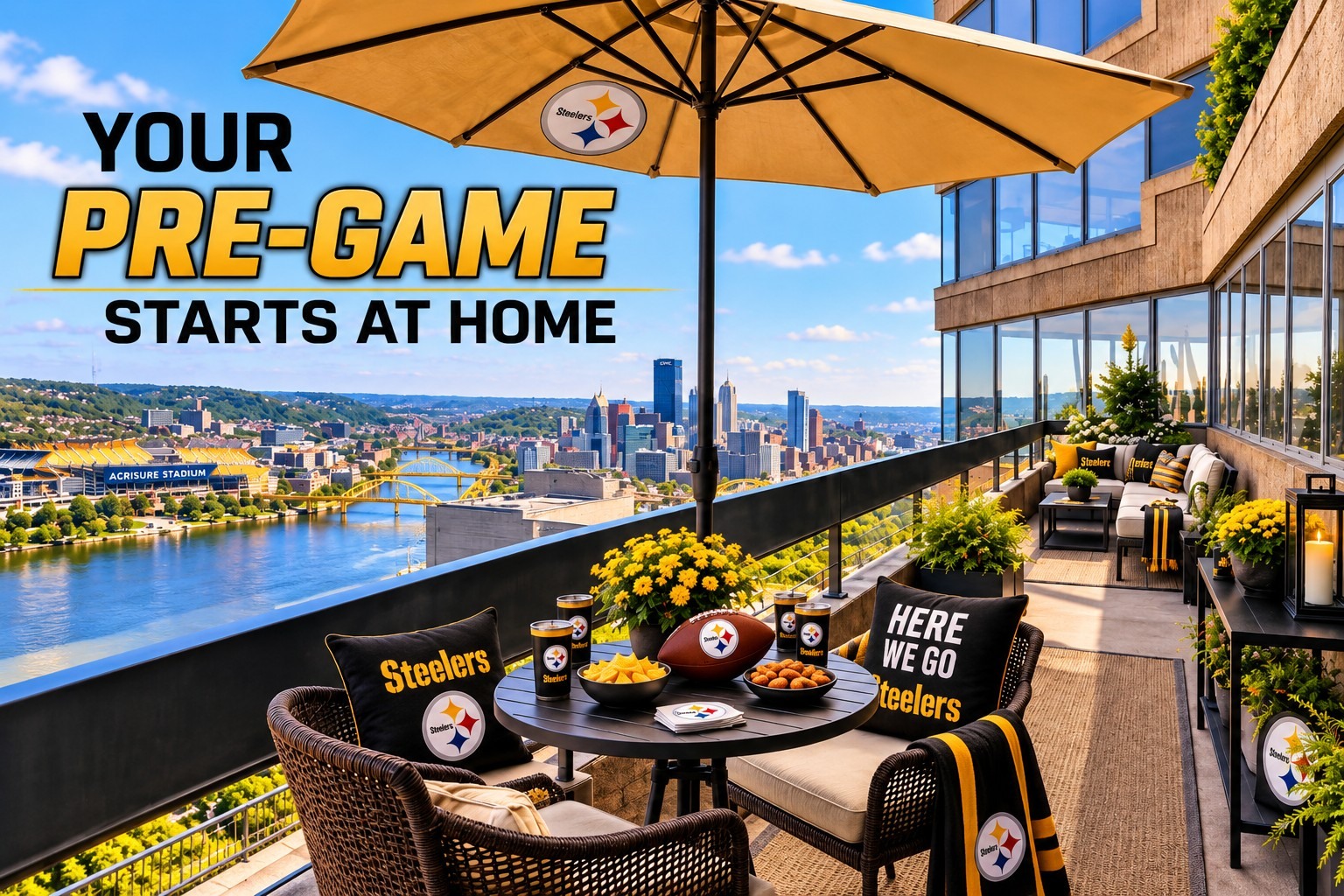 Your pre-game starts at home · Virtually staged