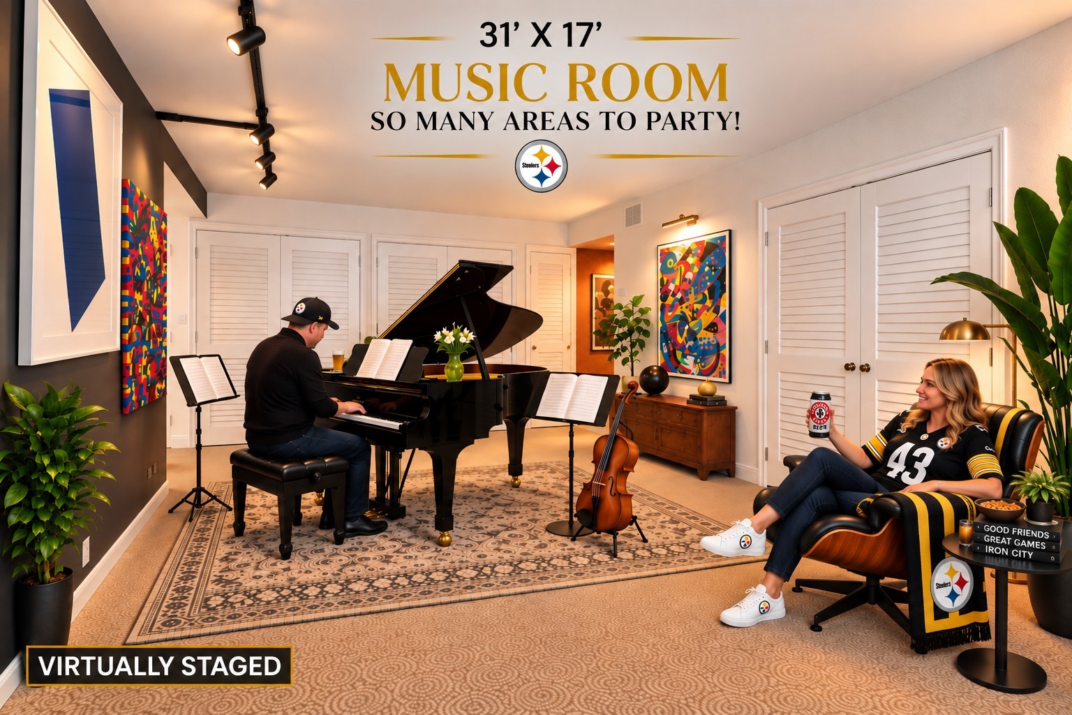 Music room · another way to gather · Virtually staged