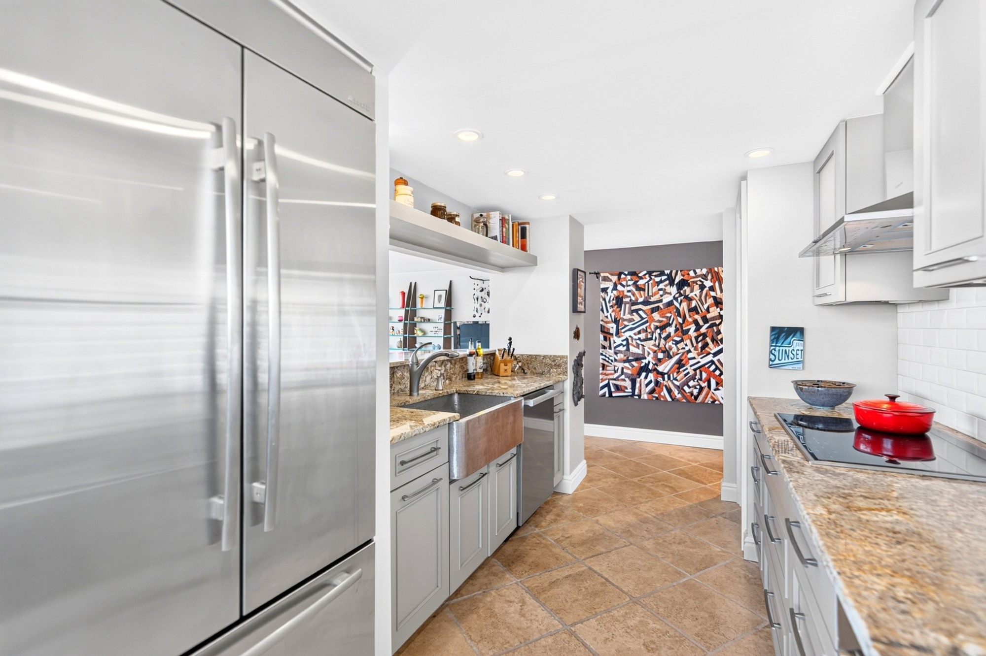 Kitchen storage and stainless appliances